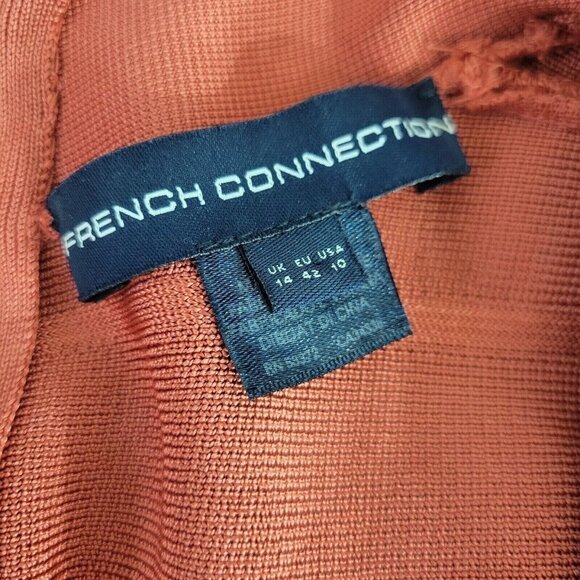 French Connection 90s Bandeau Bodycon Dress Size 10 Orange Party Clubwear - Picture 8 of 10